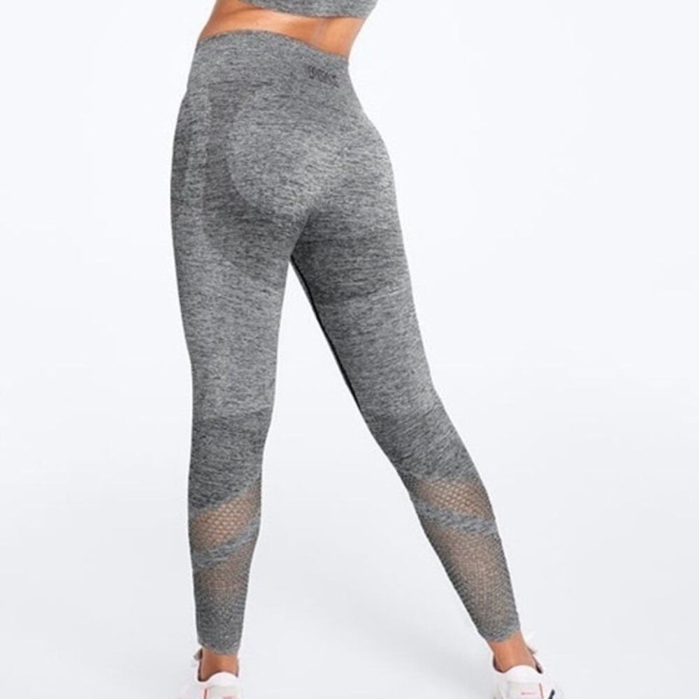 Victoria's Secret PINK Seamless Gray High Waisted Mesh Ankle Leggings Sz Medium